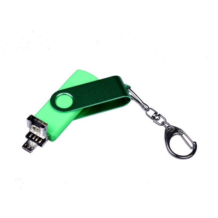 USB 2.0/micro USB/Type-С- флешка на 64 Гб 3-в-1 с поворотным механизмом