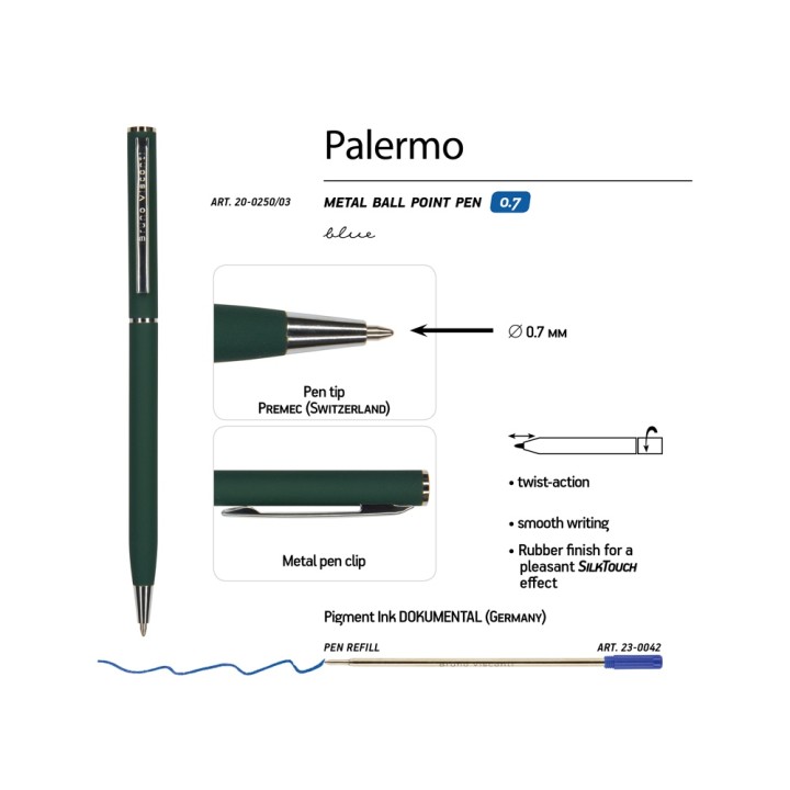 Ручка металлическая шариковая «Palermo», софт-тач