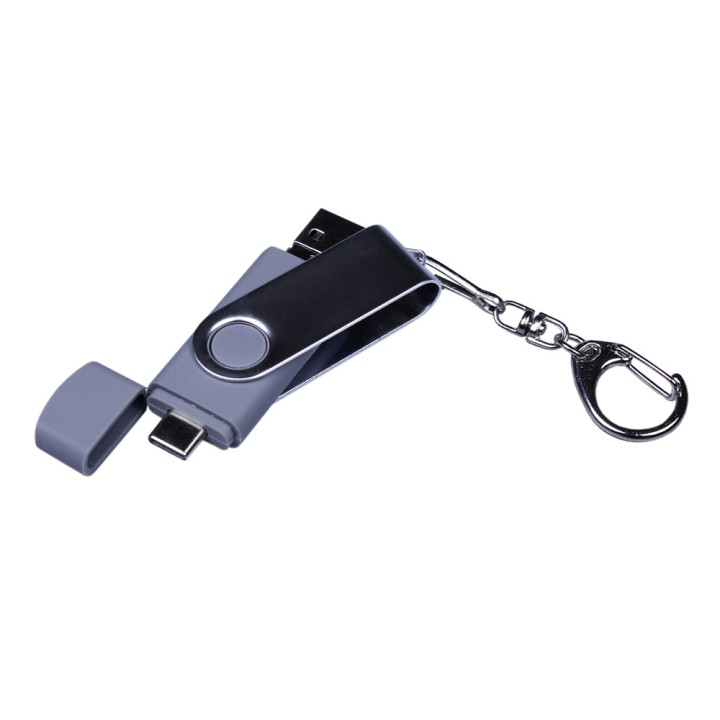 USB 3.0/micro USB/Type-C- флешка на 32 Гб с поворотным механизмом