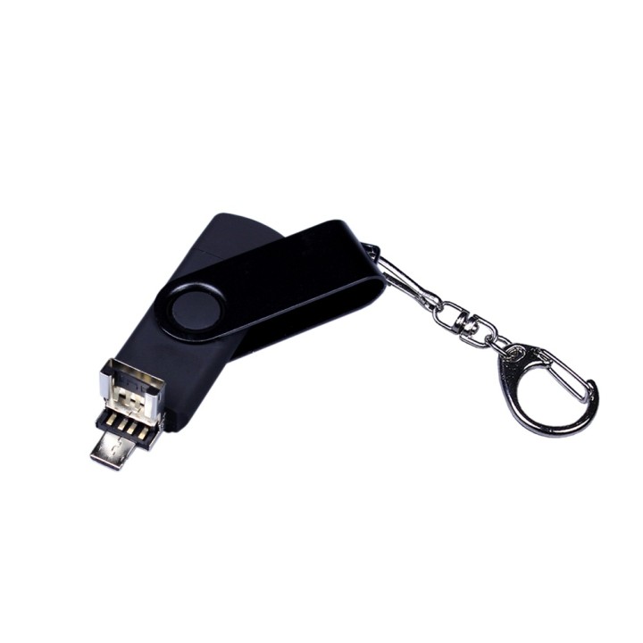USB 2.0/micro USB/Type-С- флешка на 64 Гб 3-в-1 с поворотным механизмом
