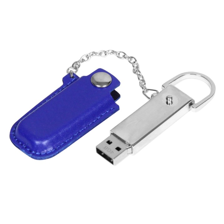USB 2.0- флешка на 16 Гб в массивном корпусе с кожаным чехлом
