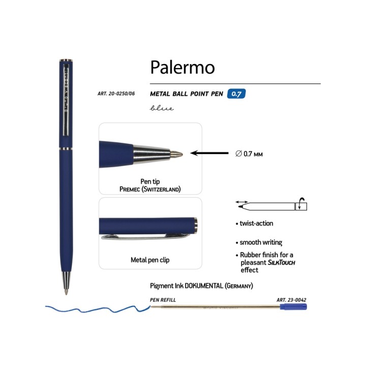 Ручка металлическая шариковая «Palermo», софт-тач
