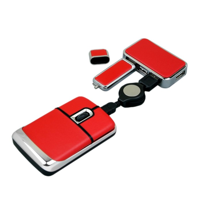 Подарочный набор USB-SET: USB мышь, USB хаб, USB 3.0- флешка на 128 Гб