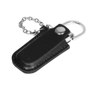 USB 2.0- флешка на 64 Гб в массивном корпусе с кожаным чехлом