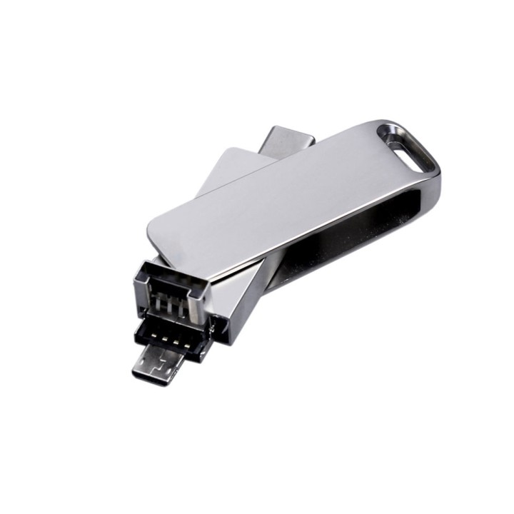 USB 2.0-флешка на 64 Гб 3-в-1 с разъемами Micro USB и USB-C